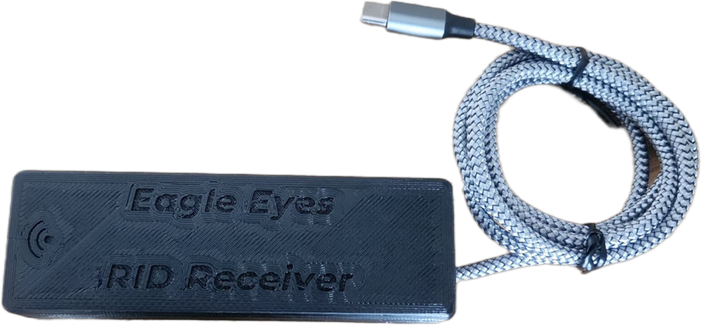 The Eagle Eyes RID receiver with its USB-C cable