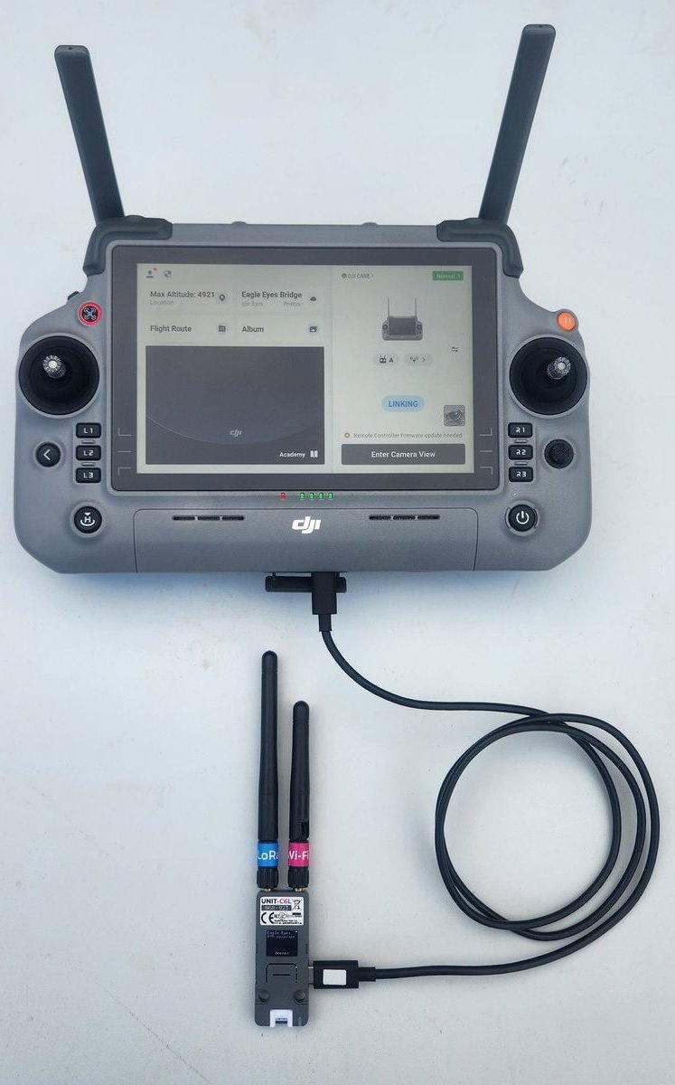 A Unit C6L plugged by USB into a DJI RC Plus controller